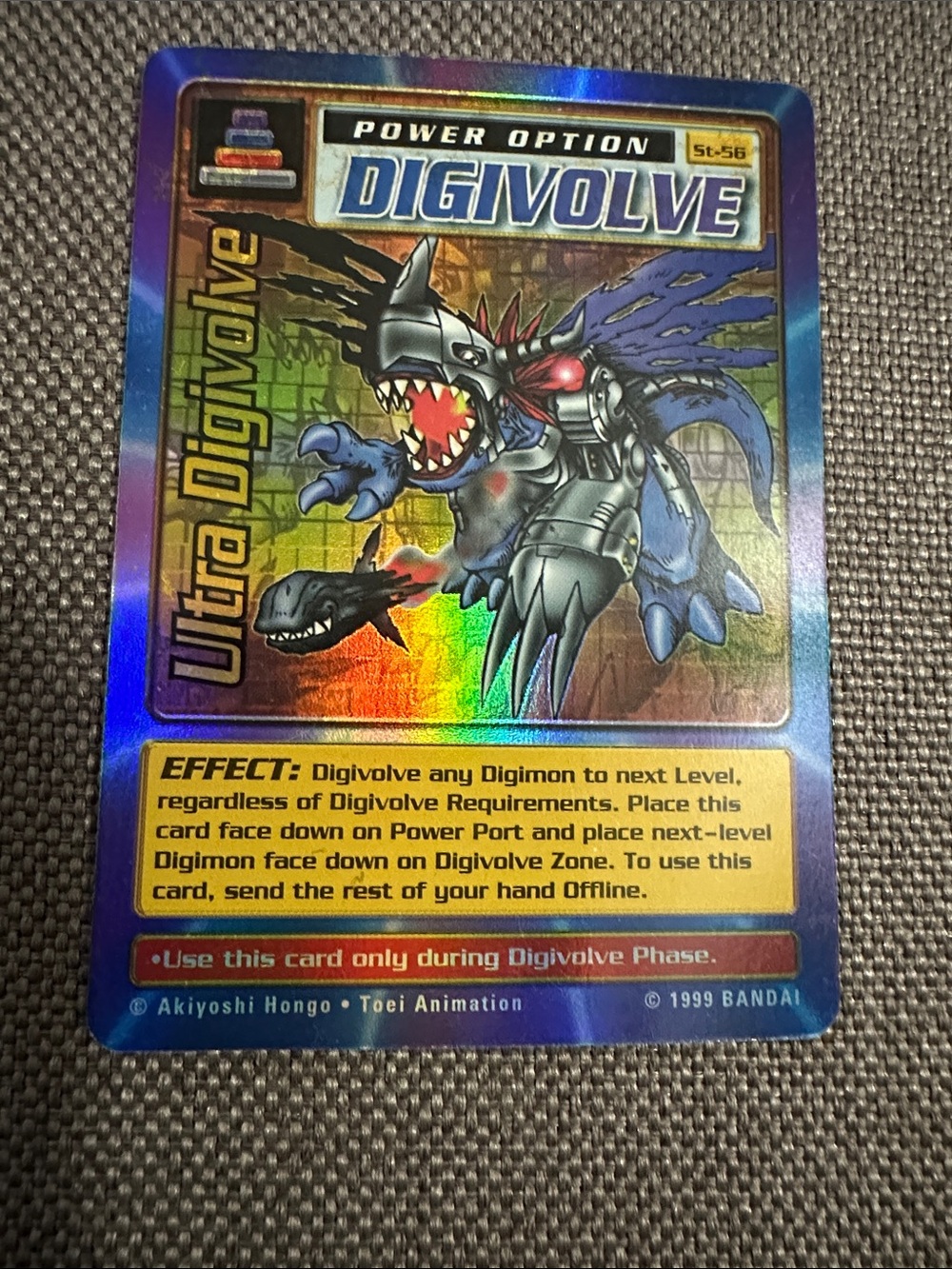 Digimon Digital Monsters Ultra Digivolve St-56 Power Option Trading Card HOLO